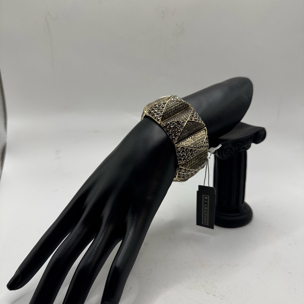 R.J. Graziano Textured Gold and Black Statement Bracelet NWT